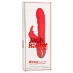 Красный вибромассажер-кролик с функцией нагрева Heated Silicone Ultra-Soft Rabbit - 21,5 см
