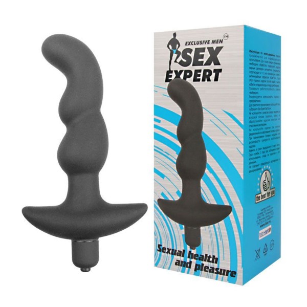 Чёрный анальный вибратор Sexual Health and Pleasure - 11,8 см