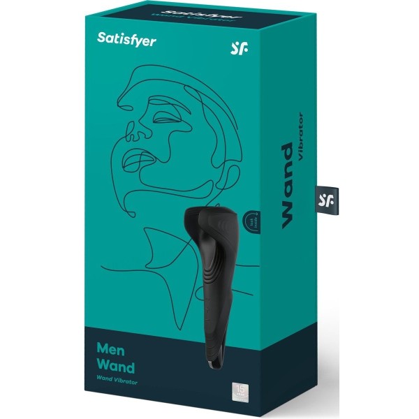 Чёрный нереалистичный мастурбатор с вибрацией Satisfyer Men Wand