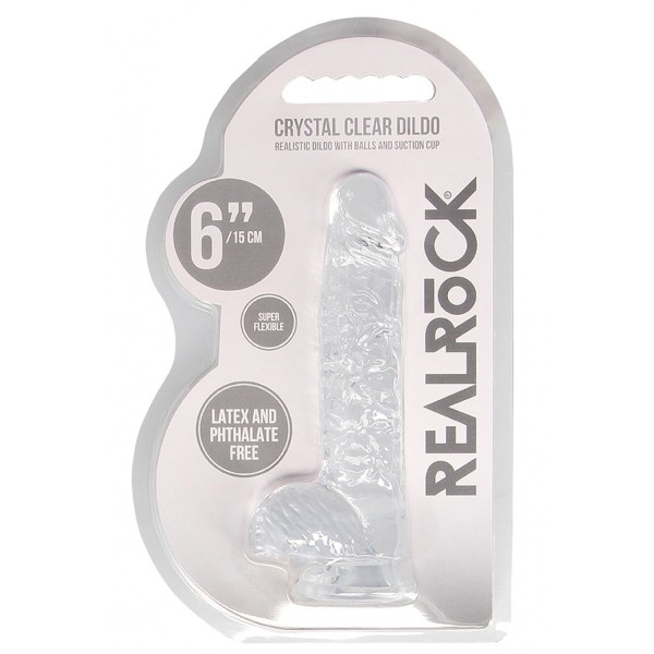 Прозрачный фаллоимитатор Realrock Crystal Clear 6 inch - 17 см