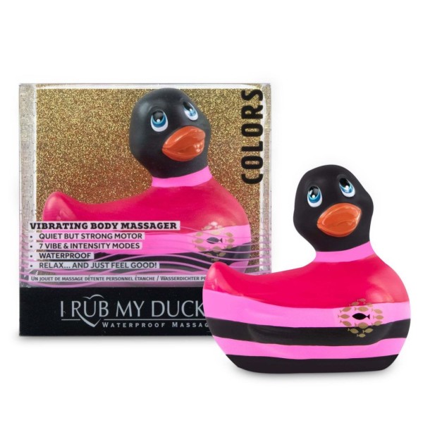 Вибратор-уточка I Rub My Duckie 20 Colors с черно-розовыми полосками