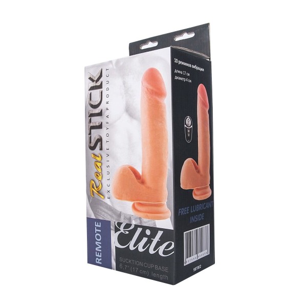 Перезаряжаемый вибратор-реалистик REALSTICK ELITE VIBRO с пультом ДУ - 20 см