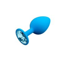 Большая голубая силиконовая пробка с голубым кристаллом - 9 см.