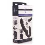 Черный безремневой страпон Urge Silicone Strap On с пультом ДУ - 24 см