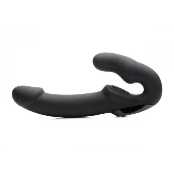Черный безремневой страпон Urge Silicone Strap On с пультом ДУ - 24 см