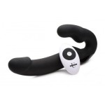 Черный безремневой страпон Urge Silicone Strap On с пультом ДУ - 24 см