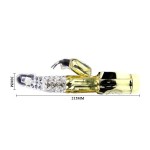 Золотистый вибратор Gold Rabbit Prince с ротацией - 21,5 см