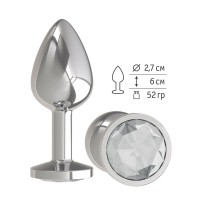 Серебристая анальная втулка с прозрачным кристаллом - 7 см. Серебристая анальная втулка с прозрачным кристаллом - 7 см.