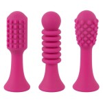 Ярко-розовый клиторальный вибратор с 3 насадками Spot Vibrator with 3 Tips - 17,9 см