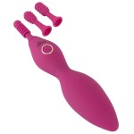 Ярко-розовый клиторальный вибратор с 3 насадками Spot Vibrator with 3 Tips - 17,9 см