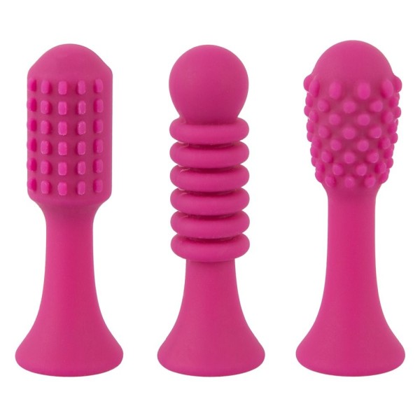 Ярко-розовый клиторальный вибратор с 3 насадками Spot Vibrator with 3 Tips - 17,9 см