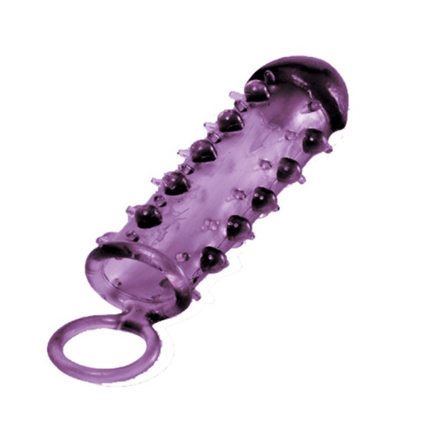 Закрытая фиолетовая насадка с пупырышками SAMURAI PENIS SLEEVE PURPLE - 14,5 см