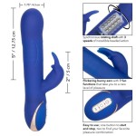 Синий вибратор Signature Silicone Rotating Beaded Rabbit с клиторальным отростком - 22,75 см