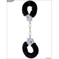 Металлические наручники с чёрным мехом и ключиками Металлические наручники с чёрным мехом и ключиками