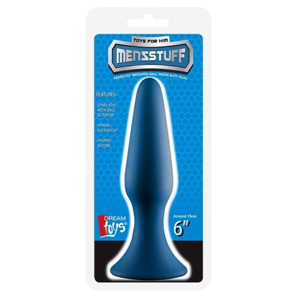 Синяя анальная пробка METAL BALL BUTT PLUG - 15 см