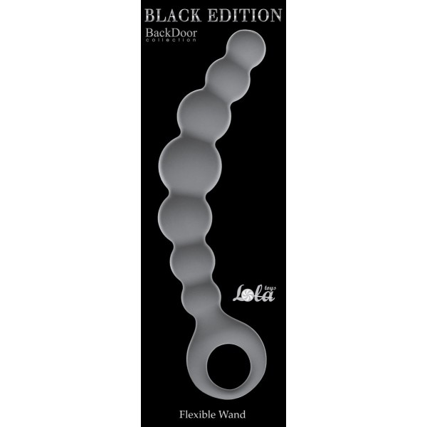 Серая упругая анальная цепочка Flexible Wand - 18 см