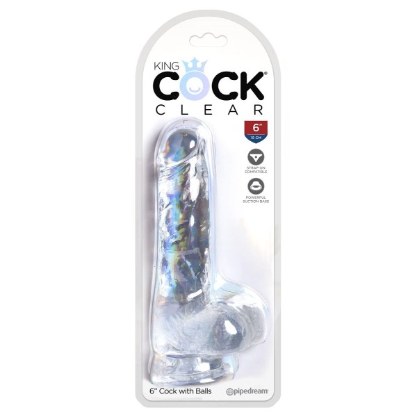 Прозрачный фаллоимитатор King Cock Clear 6  Cock with Balls - 17,8 см