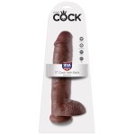 Коричневый фалоимитатор-гигант на присоске 11  Cock with Balls - 28 см