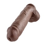 Коричневый фалоимитатор-гигант на присоске 11  Cock with Balls - 28 см