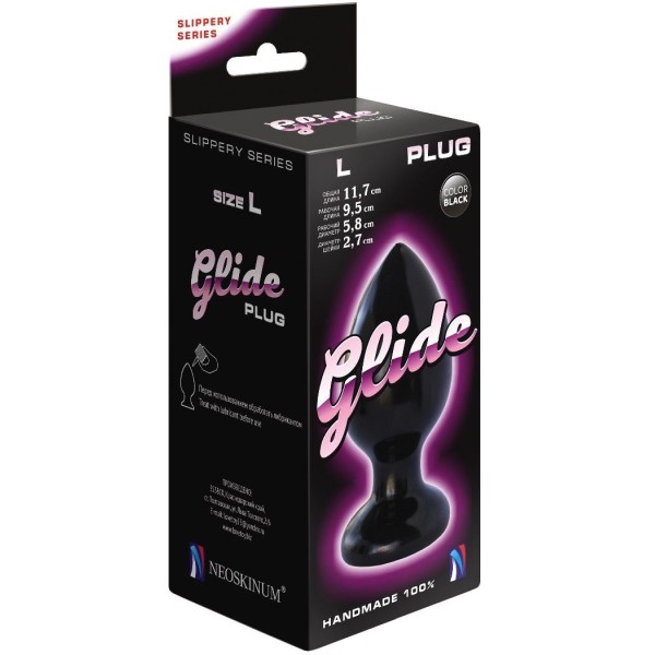 Черный анальный плаг Glide L - 11,7 см