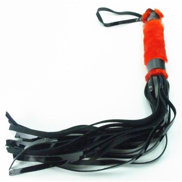 Плеть из лака с красным мехом BDSM Light - 43 см