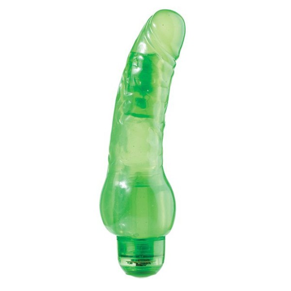 Зелёный гелевый вибратор JELLY JOY 7INCH 10 RHYTHMS GREEN - 17,5 см