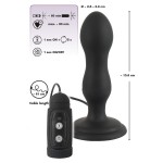 Черная анальная вибропробка с вращением Butt Plug - 13,6 см