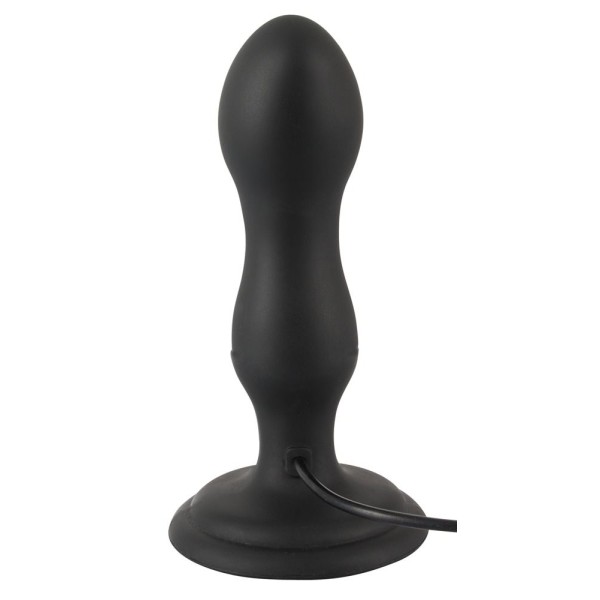 Черная анальная вибропробка с вращением Butt Plug - 13,6 см