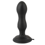 Черная анальная вибропробка с вращением Butt Plug - 13,6 см