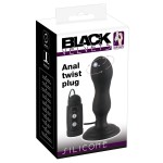 Черная анальная вибропробка с вращением Butt Plug - 13,6 см