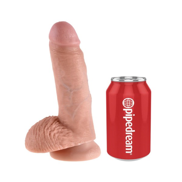 Телесный фаллоимитатор с мошонкой 7  Cock with Balls на присоске - 18 см