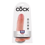 Телесный фаллоимитатор с мошонкой 7  Cock with Balls на присоске - 18 см