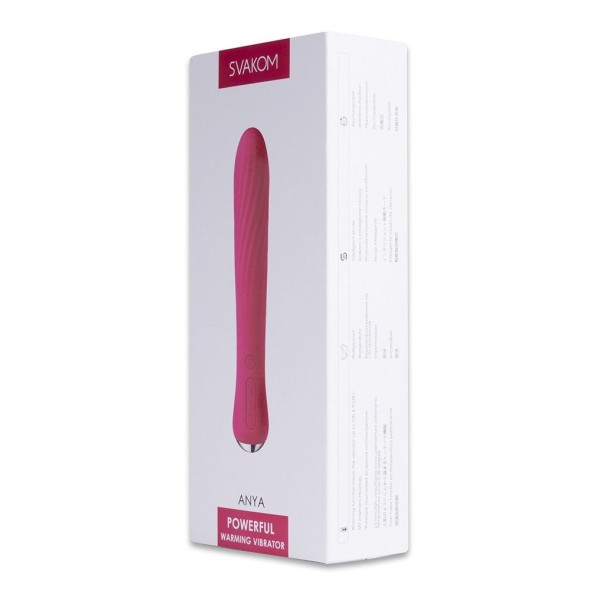 Вибратор со спиралевидным рельефом и функцией нагрева Anya Plum Red - 19,6 см