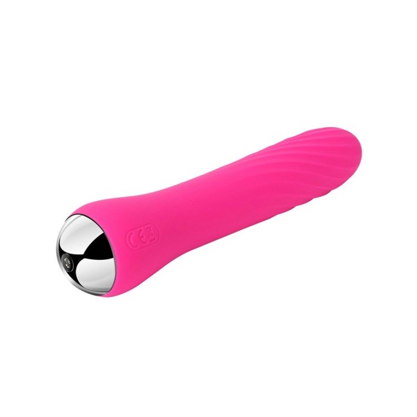 Вибратор со спиралевидным рельефом и функцией нагрева Anya Plum Red - 19,6 см