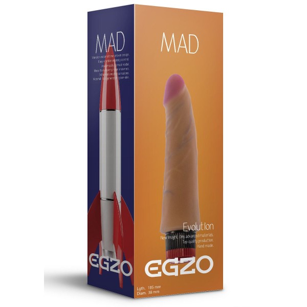 Реалистичный мультискоростной вибратор без мошонки Mad Rocket - 18,5 см