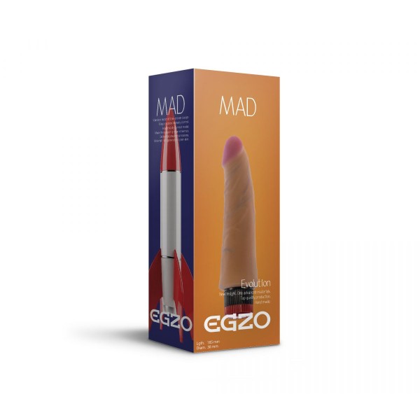 Реалистичный мультискоростной вибратор без мошонки Mad Rocket - 18,5 см