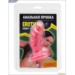 Розовая гелевая анальная пробка анатомической формы - 13 см