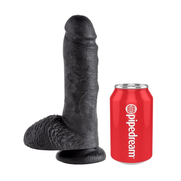Чёрный фаллоимитатор 8  Cock with Balls - 21,3 см