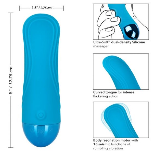 Голубой мини-вибратор Tremble Tickle - 12,75 см
