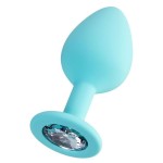 Мятная анальная втулка Brilliant с прозрачным кристаллом - 8 см