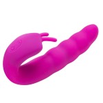 Розовый вибратор Ribbed Dual Stimulator - 17 см