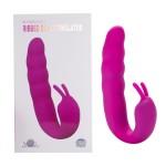 Розовый вибратор Ribbed Dual Stimulator - 17 см