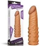 Коричневая насадка-удлинитель Add 2  Pleasure X Tender Penis Sleeve - 18 см