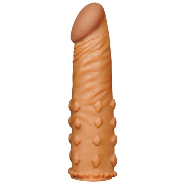 Коричневая насадка-удлинитель Add 2  Pleasure X Tender Penis Sleeve - 18 см
