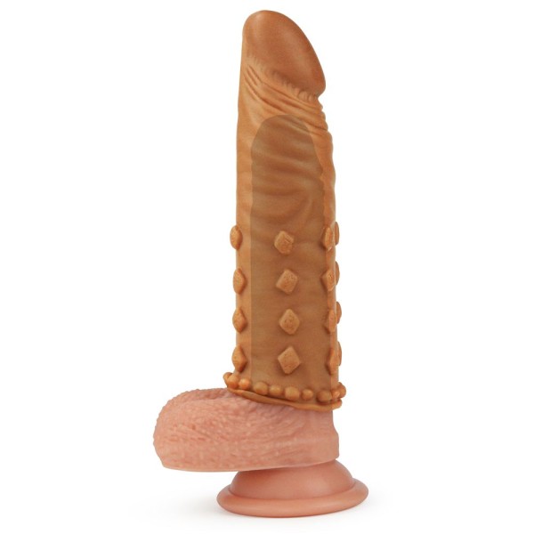 Коричневая насадка-удлинитель Add 2  Pleasure X Tender Penis Sleeve - 18 см