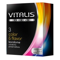 Цветные ароматизированные презервативы VITALIS PREMIUM color flavor - 3 шт. Цветные ароматизированные презервативы VITALIS PREMIUM color flavor - 3 шт.