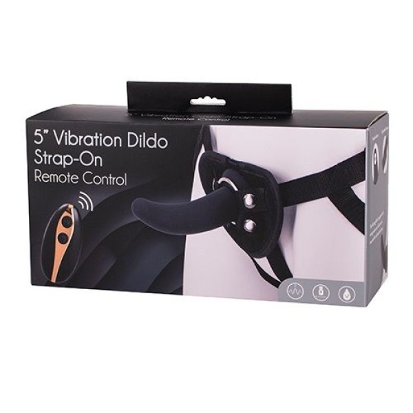 Черный поясной фаллоимитатор с вибрацией 5INCH VIBRATION DILDO STRAP-ON - 12,5 см