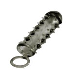 Дымчатая стимулирующая насадка с закрытой головкой SAMURAI PENIS SLEEVE BLACK - 14,5 см