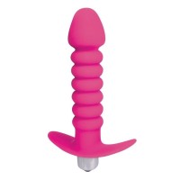 Розовая анальная вибровтулка-елочка с ограничителем - 11,5 см. Розовая анальная вибровтулка-елочка с ограничителем - 11,5 см.