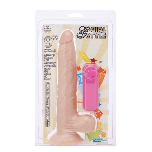 Телесный вибромассажёр на присоске G-GIRL STYLE 9INCH VIBRATING DONG - 22,9 см